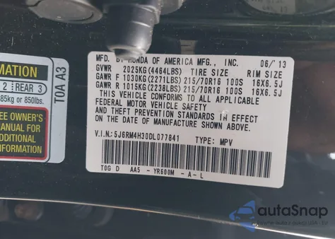 2013 Honda Cr-V Lx from USA, damaged, VIN 5J6RM4H30DL077841